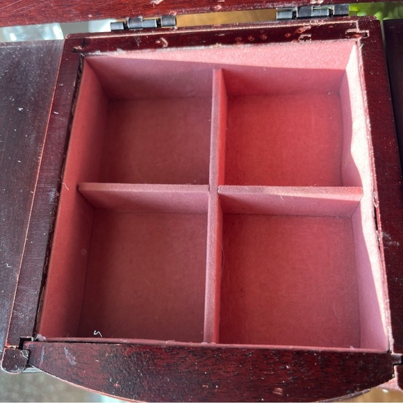 Vintage Powell Wood Jewelry Box 7 Drawer Two Doors Mirror Bombay Style Dark Tone - Picture 3 of 12